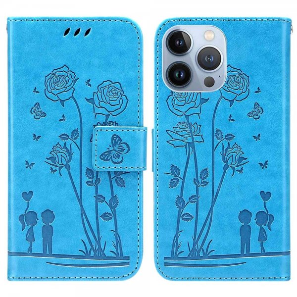 iPhone 13 Pro Etui Blomstermønster Blå