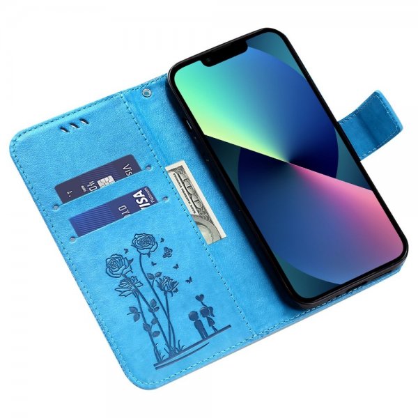 iPhone 13 Pro Etui Blomstermønster Blå