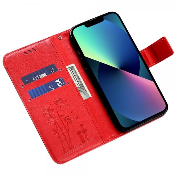 iPhone 13 Pro Etui Blomstermønster Rød