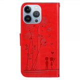 iPhone 13 Pro Etui Blomstermønster Rød