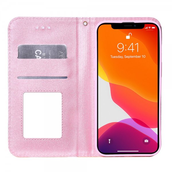 iPhone 13 Pro Etui Glitter Blomstermønster Oransje