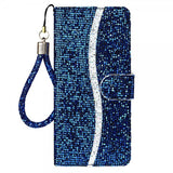 iPhone 13 Pro Etui Glitter Stripe Blå