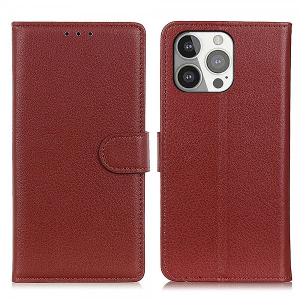 Nordic Covers iPhone 13 Pro Etui Litchi Brun