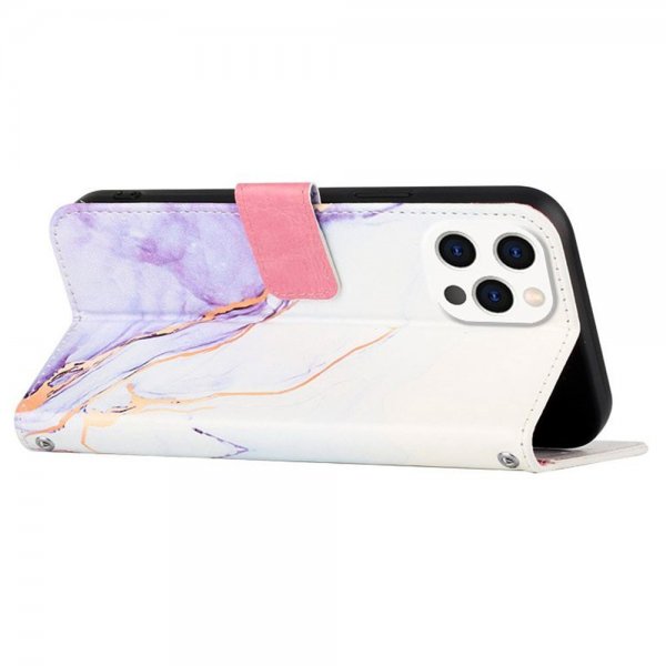 iPhone 13 Pro Etui Marmor Hvit Lilla