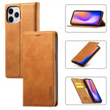 Lc.Imeeke iPhone 13 Pro Etui med Kortlomme flipp Brun