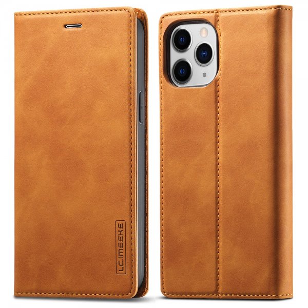Lc.Imeeke iPhone 13 Pro Etui med Kortlomme flipp Brun
