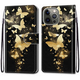 iPhone 13 Pro Etui Motiv Gylden Sommerfugler