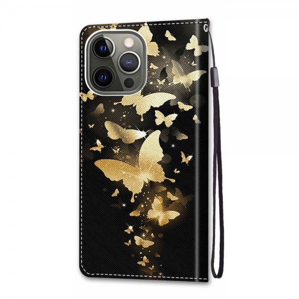 iPhone 13 Pro Etui Motiv Gylden Sommerfugler