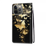 iPhone 13 Pro Etui Motiv Gylden Sommerfugler