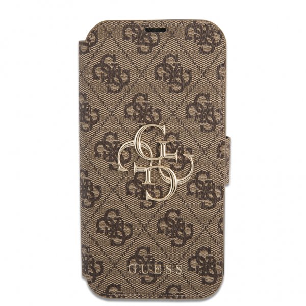Guess iPhone 13 Pro Max Etui Metal Logo Brun