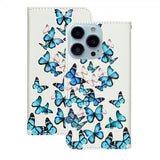 iPhone 13 Pro Max Etui Motiv Blå Sommerfugler