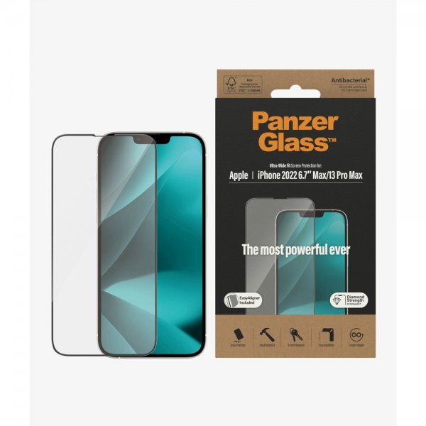 PanzerGlass iPhone 13 Pro Max/iPhone 14 Plus Skjermbeskytter Ultra-Wide Fit EasyAligner