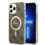 Guess iPhone 13 Pro Max Deksel 4G Pattern MagSafe Brun