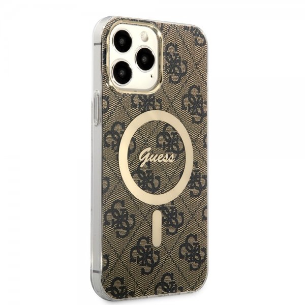 Guess iPhone 13 Pro Max Deksel 4G Pattern MagSafe Brun