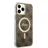 Guess iPhone 13 Pro Max Deksel 4G Pattern MagSafe Brun