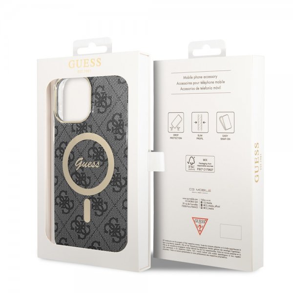 Guess iPhone 13 Pro Max Deksel 4G Pattern MagSafe Svart