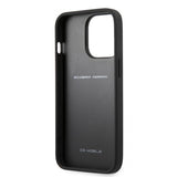 Ferrari iPhone 13 Pro Max Deksel Carbon Effect Metal Logo Vertical Stripe Svart