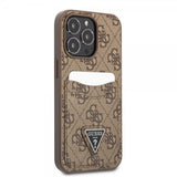 Guess iPhone 13 Pro Max Deksel Double Cardslot Metal Triangle Brun