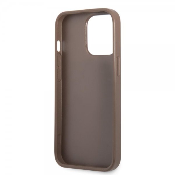 Guess iPhone 13 Pro Max Deksel Double Cardslot Metal Triangle Brun