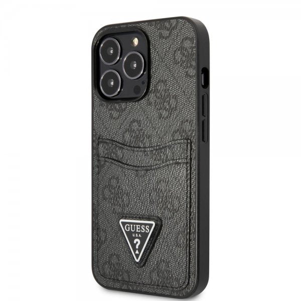 Guess iPhone 13 Pro Max Deksel Double Cardslot Metal Triangle Svart