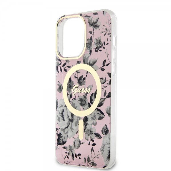 Guess iPhone 13 Pro Max Deksel Flower MagSafe Rosa