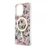 Guess iPhone 13 Pro Max Deksel Flower MagSafe Rosa
