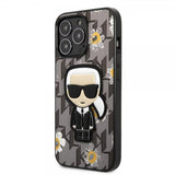 Karl Lagerfeld iPhone 13 Pro Max Deksel Flower Monogram Iconic Patch Grå