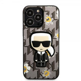 Karl Lagerfeld iPhone 13 Pro Max Deksel Flower Monogram Iconic Patch Grå