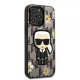 Karl Lagerfeld iPhone 13 Pro Max Deksel Flower Monogram Iconic Patch Grå