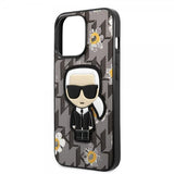 Karl Lagerfeld iPhone 13 Pro Max Deksel Flower Monogram Iconic Patch Grå