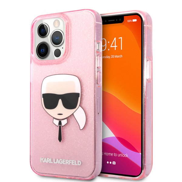 Karl Lagerfeld iPhone 13 Pro Max Deksel Full Glitter Rosa