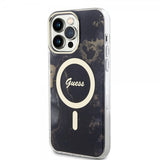 Guess iPhone 13 Pro Max Deksel Golden Marble MagSafe Svart