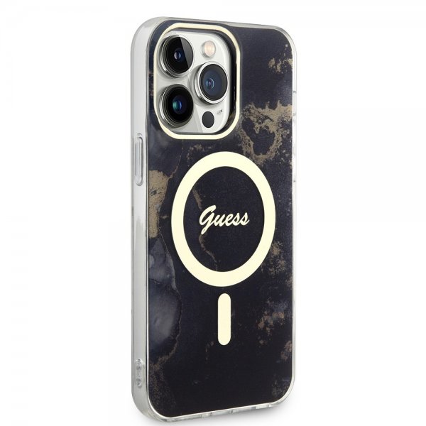 Guess iPhone 13 Pro Max Deksel Golden Marble MagSafe Svart