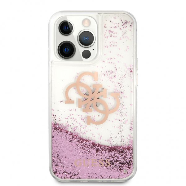 Guess iPhone 13 Pro Max Deksel Liquid Glitter Rosa