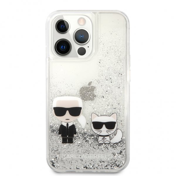 Karl Lagerfeld iPhone 13 Pro Max Deksel Liquid Glitter Sølv
