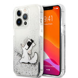 Karl Lagerfeld iPhone 13 Pro Max Deksel Liquid Glitter Sølv