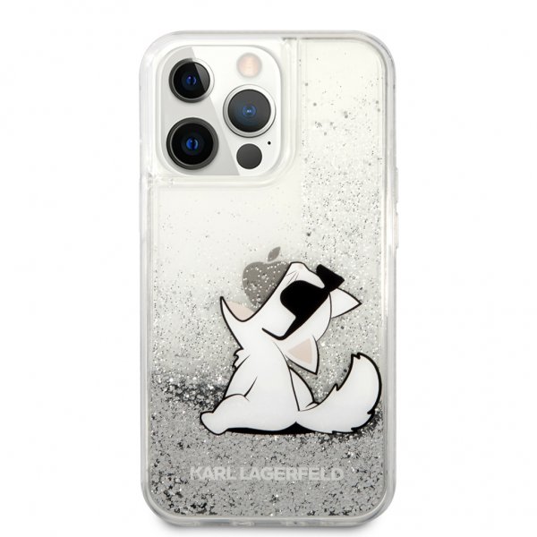 Karl Lagerfeld iPhone 13 Pro Max Deksel Liquid Glitter Sølv