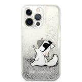 Karl Lagerfeld iPhone 13 Pro Max Deksel Liquid Glitter Sølv