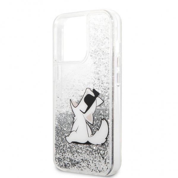 Karl Lagerfeld iPhone 13 Pro Max Deksel Liquid Glitter Sølv