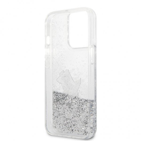 Karl Lagerfeld iPhone 13 Pro Max Deksel Liquid Glitter Sølv