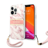 Guess iPhone 13 Pro Max Deksel Marble Design Stripe Rosa