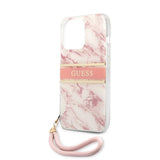 Guess iPhone 13 Pro Max Deksel Marble Design Stripe Rosa