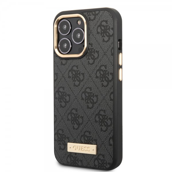 Guess iPhone 13 Pro Max Deksel Metal Plate Logo MagSafe Svart