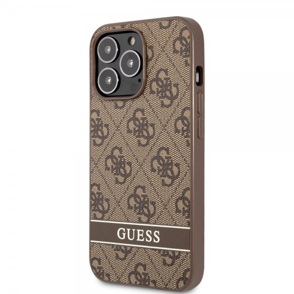 Guess iPhone 13 Pro Max Deksel Printed Stripe Bottom Brun