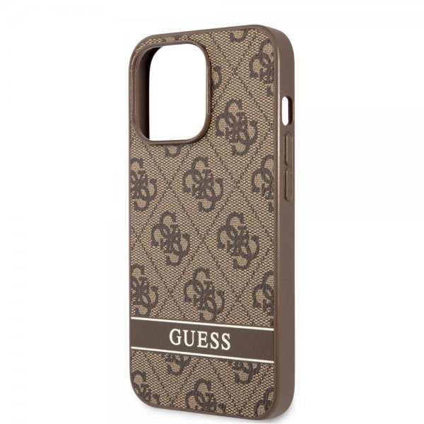 Guess iPhone 13 Pro Max Deksel Printed Stripe Bottom Brun