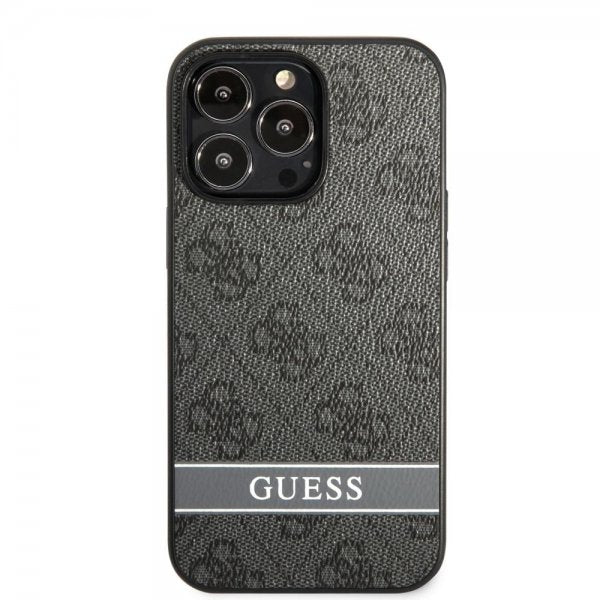 Guess iPhone 13 Pro Max Deksel Printed Stripe Bottom Grå