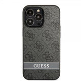Guess iPhone 13 Pro Max Deksel Printed Stripe Bottom Grå
