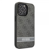 Guess iPhone 13 Pro Max Deksel Printed Stripe Bottom Grå