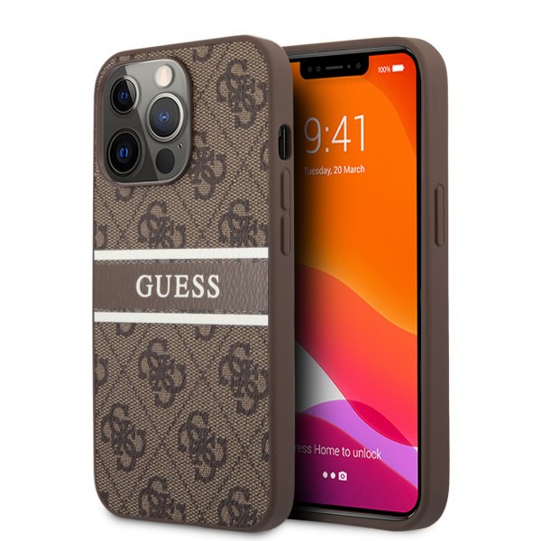 Guess iPhone 13 Pro Max Deksel Printed Stripe Brun