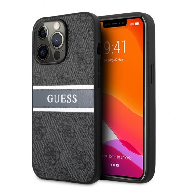 Guess iPhone 13 Pro Max Deksel Printed Stripe Grå